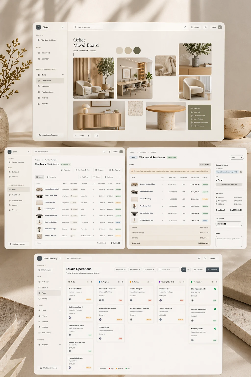 Diako Studio workflow collage preview
