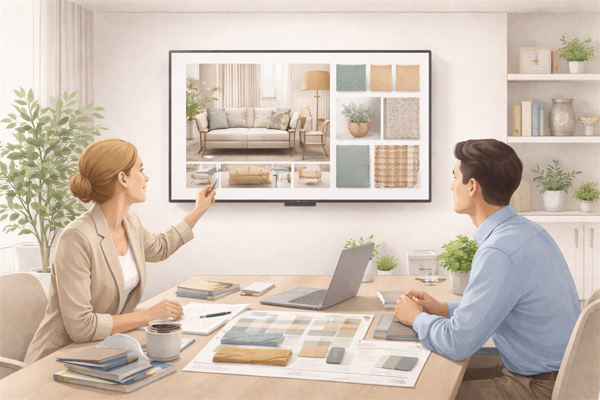 Mood Board Software workflow view for interior design studios