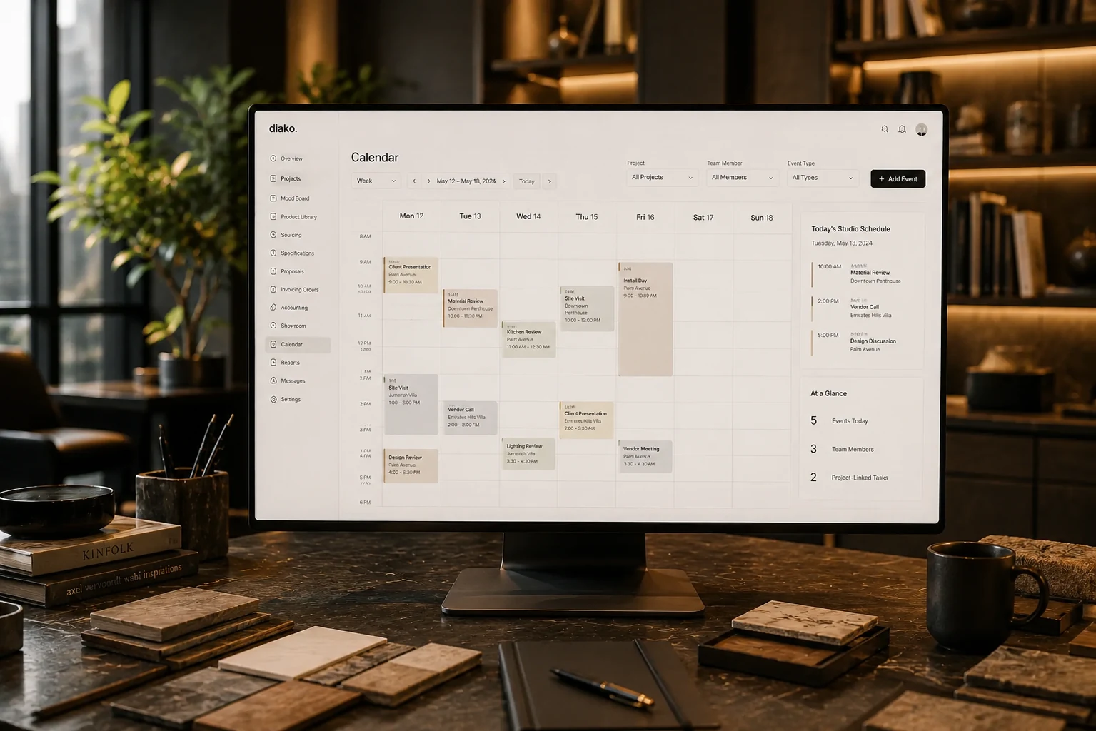 Operational filtering and studio coordination view connected to task board work