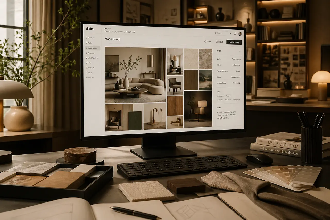 Moodboard creation workflow in Diako Studio